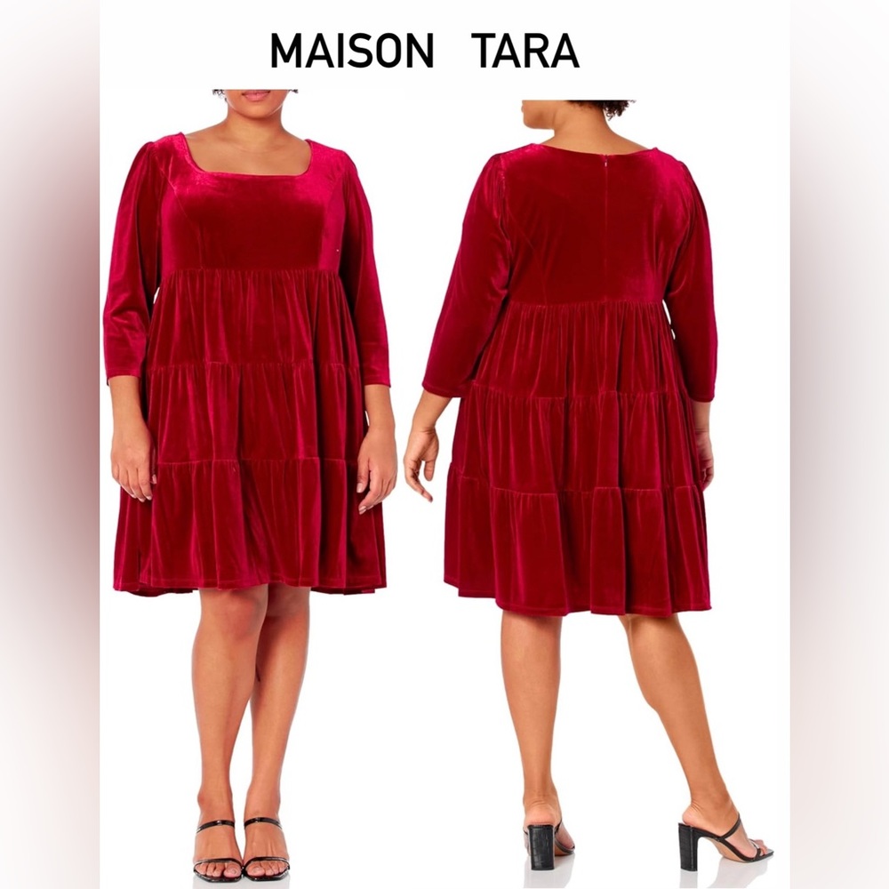 Maison Tara
Women's Plus Size Velvet Tierred Babydoll Size  16W